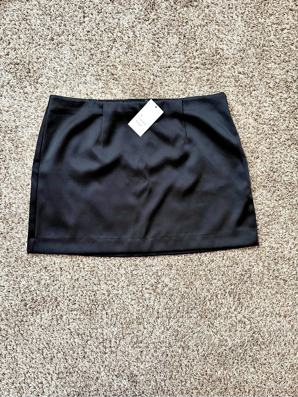 A New Day Black Satin Mini Skirt - New w/tags